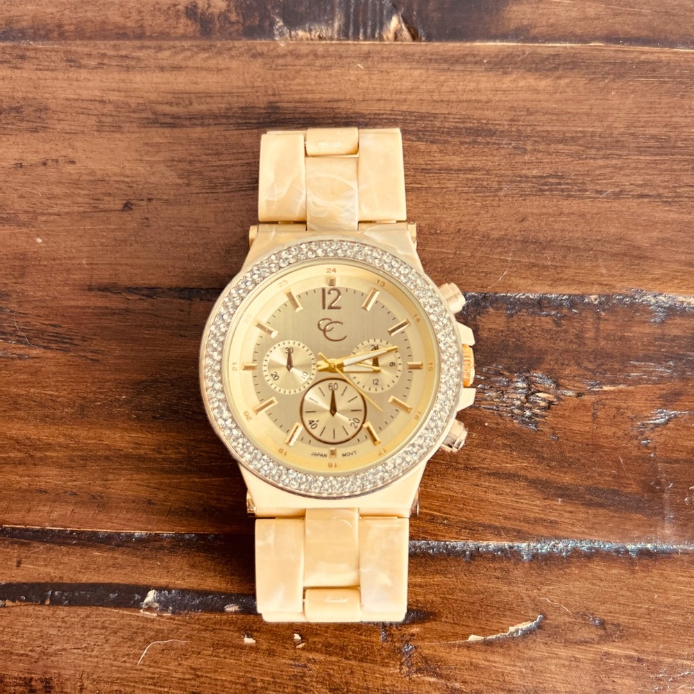 Cream Marble CZ Statement Watch